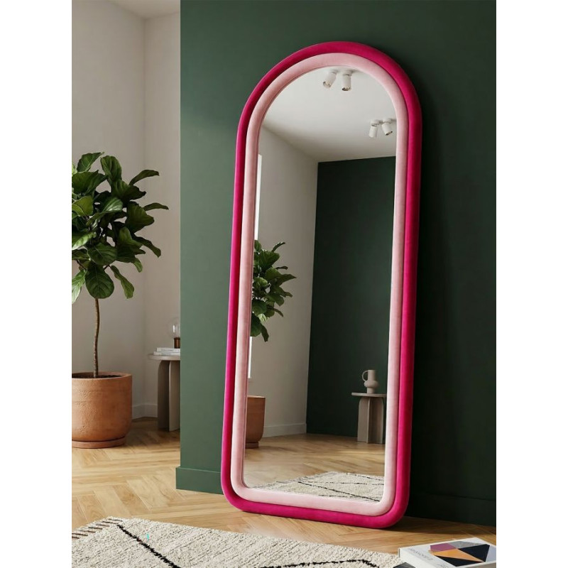 Specchio Da Muro Cloe Velluto Fuxia cm 60x4x160