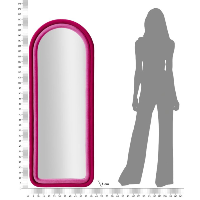 Specchio Da Muro Cloe Velluto Fuxia cm 60x4x160