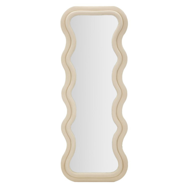 Specchio Da Muro Emily Velluto Crema cm 60x6x160