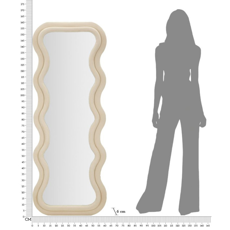 Specchio Da Muro Emily Velluto Crema cm 60x6x160