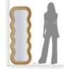 Specchio Da Muro Emily Velluto Oro cm 60x6x160 (misura Specchio cm 42x144)