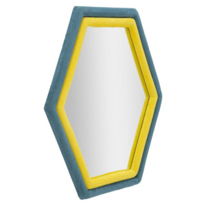 Zoom Specchio Da Muro Tony Velluto Blu/giallo cm 75x4x80