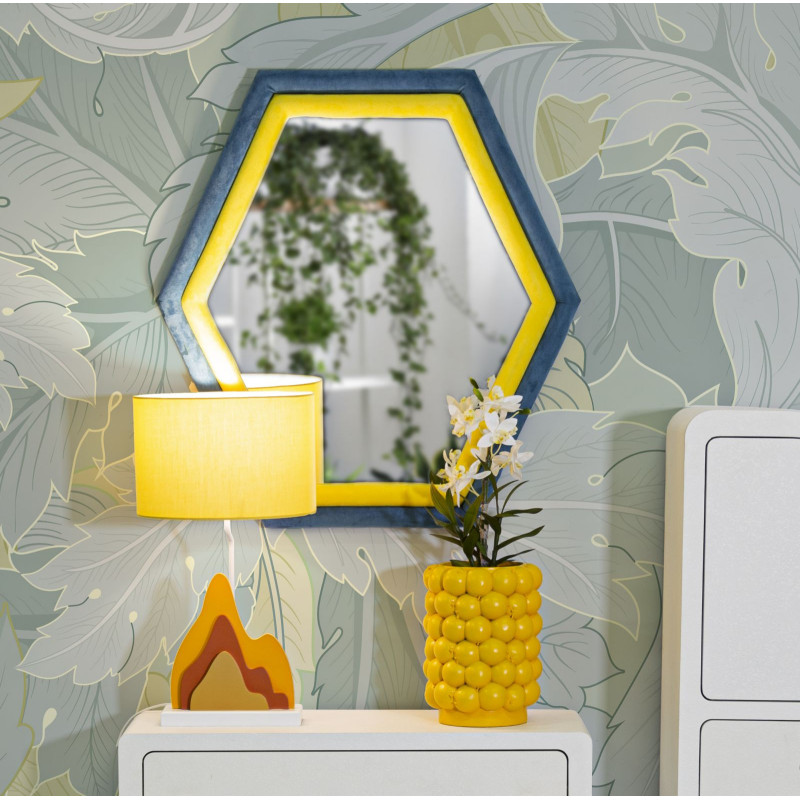 Specchio Da Muro Tony Velluto Blu/giallo cm 75x4x80