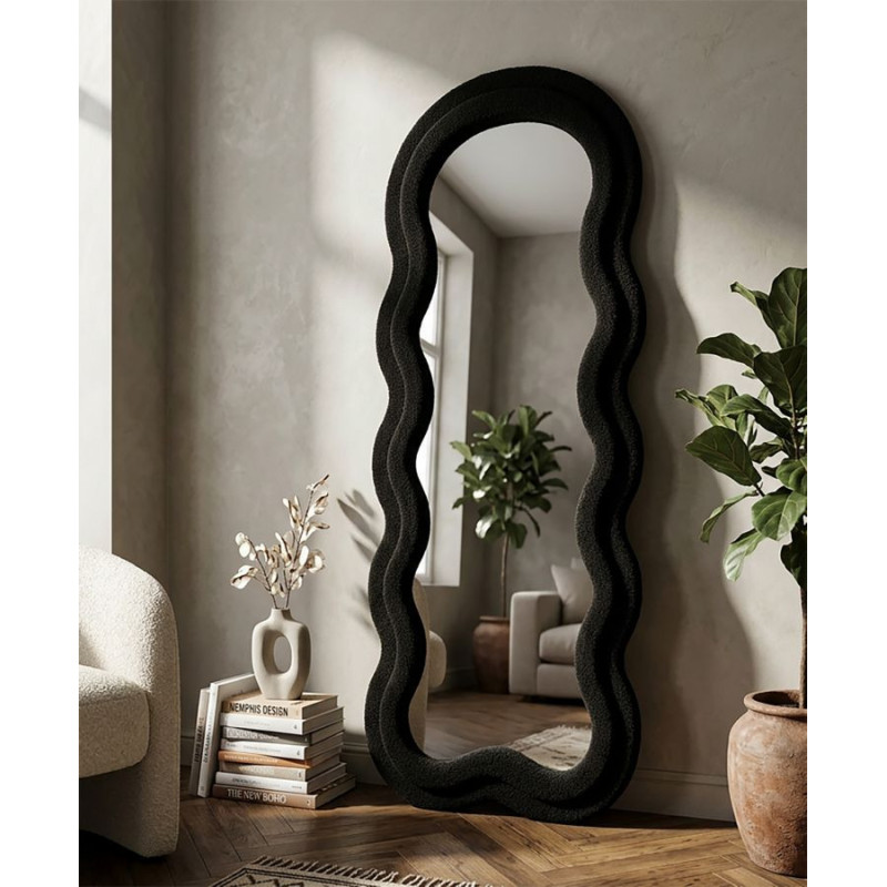 Specchio Da Muro Teddy Nero cm 60x4x160 (misura Specchio cm 39x137)