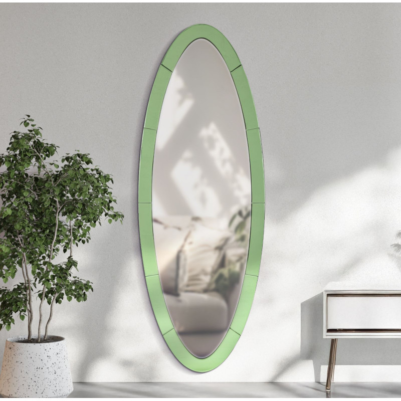 Specchio Da Muro Oslo Verde cm 55x2x150 (misura Specchio cm 42,5x137,5)