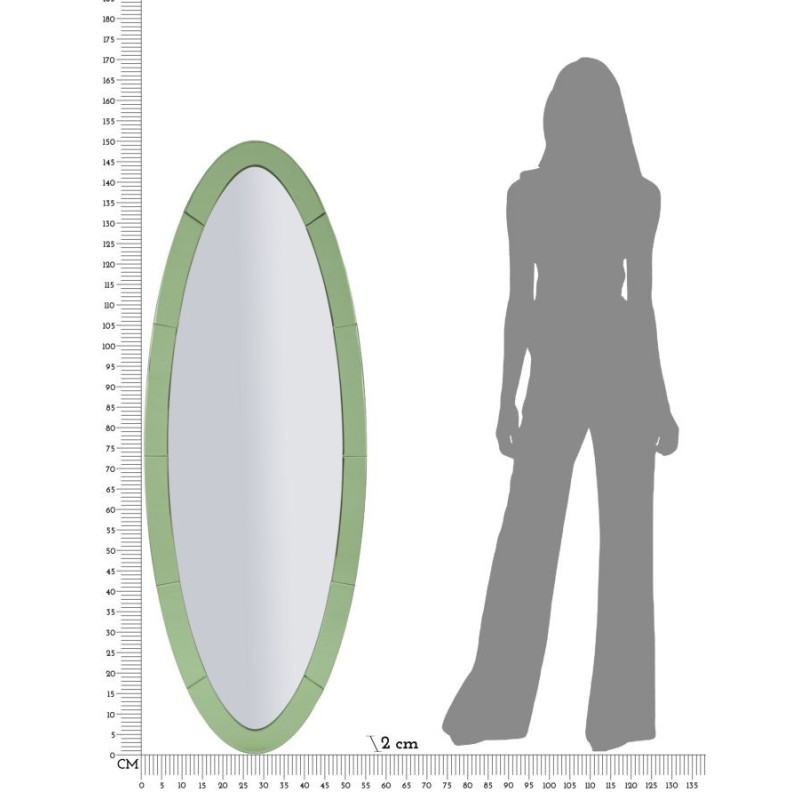 Specchio Da Muro Oslo Verde cm 55x2x150 (misura Specchio cm 42,5x137,5)