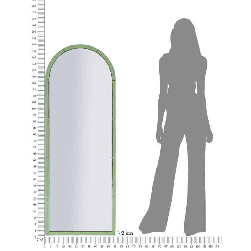 Specchio Da Muro Baku Verde cm 55x2x150 (misura Specchio cm 49x144)