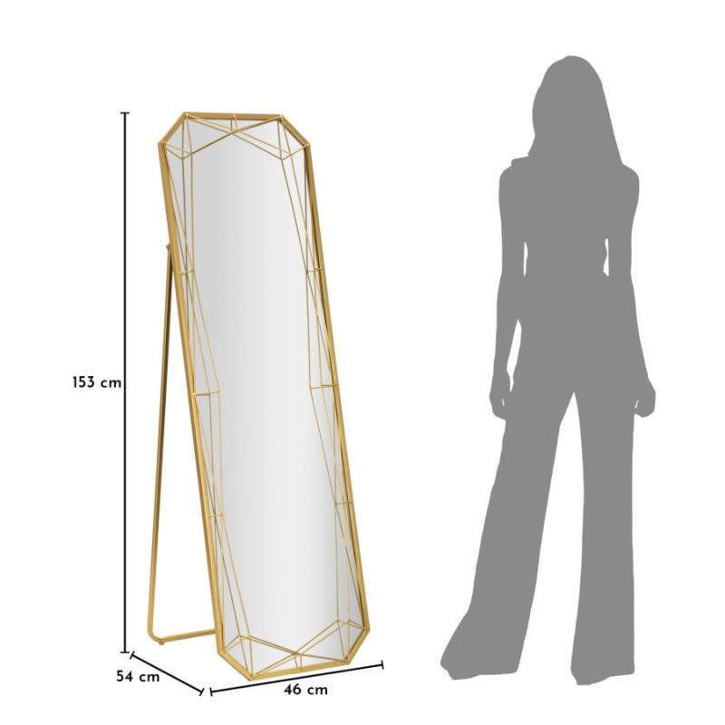 Specchio Da Terra Gold cm 46x2-57x153 (misura Specchio cm 43x150)