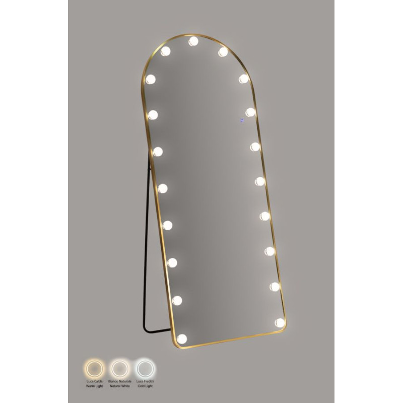 Specchio Da Terra Led Hollywood Arco cm 70x6-45x170 (luce Con 3 Temperature Di Colore)