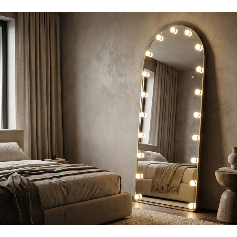 Specchio Da Terra Led Hollywood Arco cm 70x6-45x170 (luce Con 3 Temperature Di Colore)