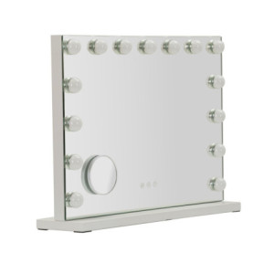 Specchio Da Tavolo Hollywood cm 55x14x43 (specchietto Rotondo cm ø 9) (luce Con 3 Temperature Di Colore)