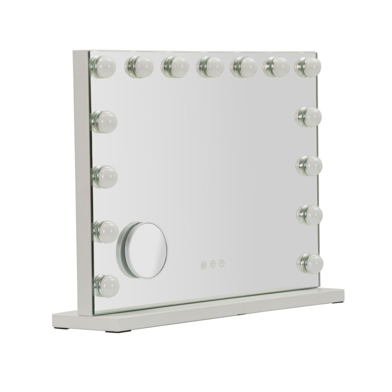 Specchio Da Tavolo Hollywood cm 55x14x43 (specchietto Rotondo cm ø 9) (luce Con 3 Temperature Di Colore)