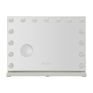 Zoom Specchio Da Tavolo Hollywood cm 55x14x43 (specchietto Rotondo cm ø 9) (luce Con 3 Temperature Di Colore)