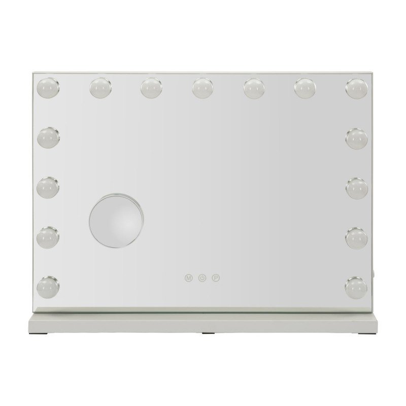 Specchio Da Tavolo Hollywood cm 55x14x43 (specchietto Rotondo cm ø 9) (luce Con 3 Temperature Di Colore)