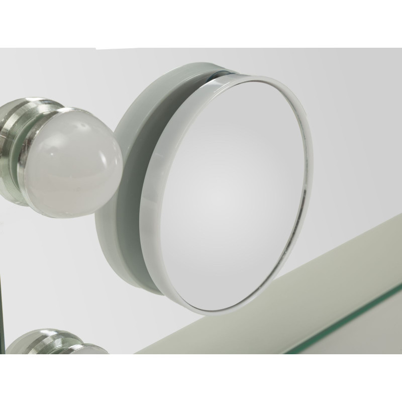 Specchio Da Tavolo Hollywood cm 55x14x43 (specchietto Rotondo cm ø 9) (luce Con 3 Temperature Di Colore)
