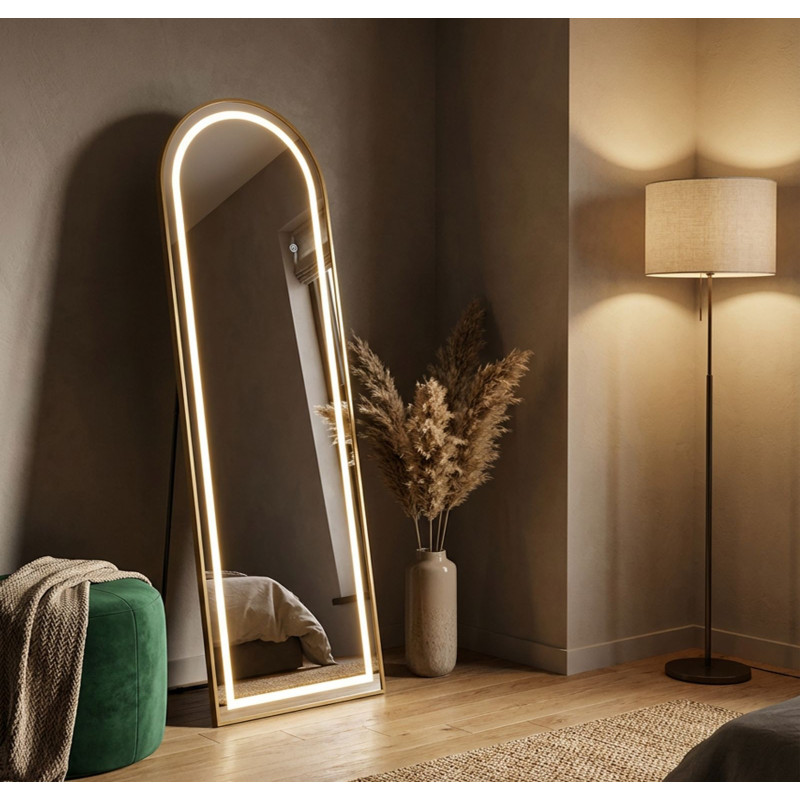 Specchio Da Terra Led Simple Arco cm 50x3-38x160 (luce Con 3 Temperature Di Colore)