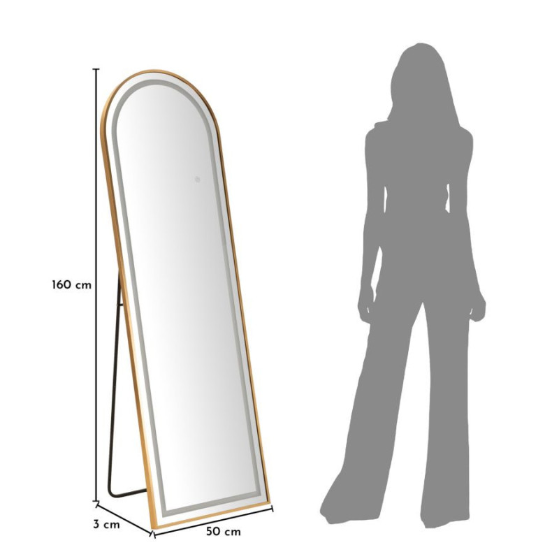 Specchio Da Terra Led Simple Arco cm 50x3-38x160 (luce Con 3 Temperature Di Colore)