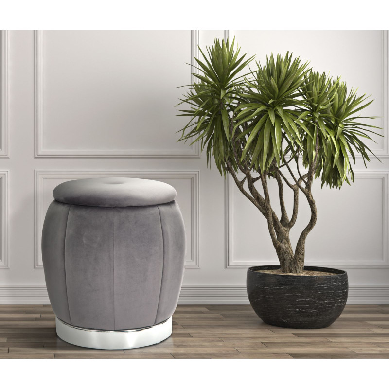 Puff/contenitore Paris Grigio/silver cm ø 43x43