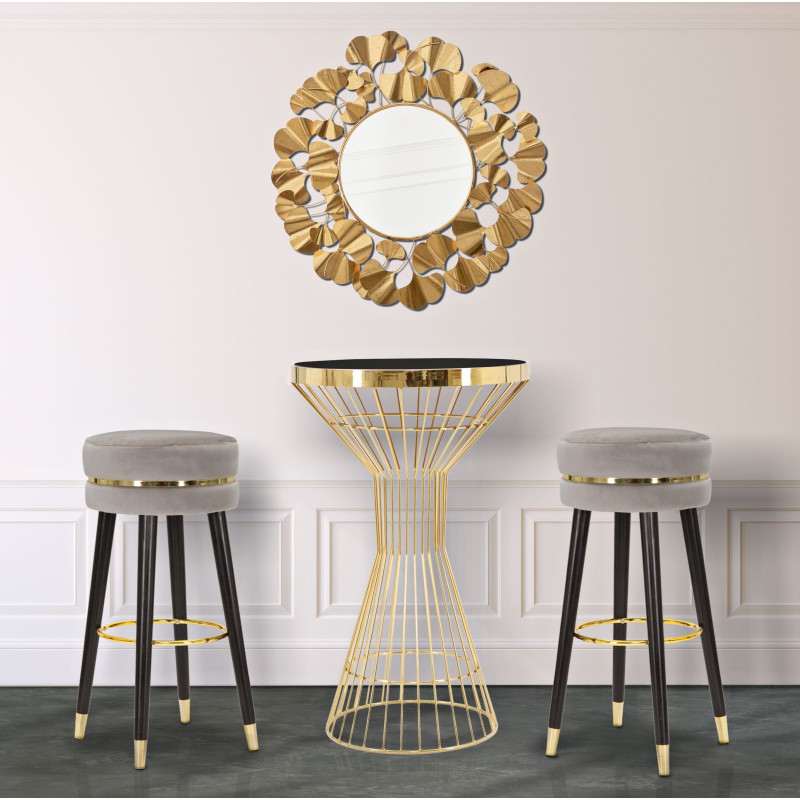 Sgabello Bar Paris Grigio/gold cm ø 35x74