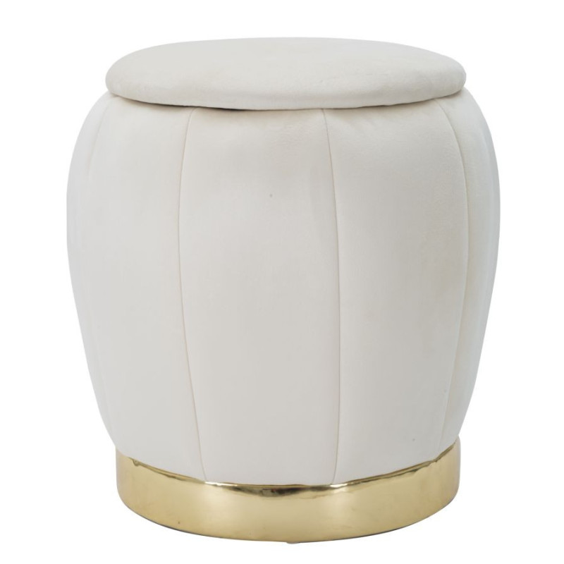 Puff/contenitore Paris Crema/gold cm ø 43x43