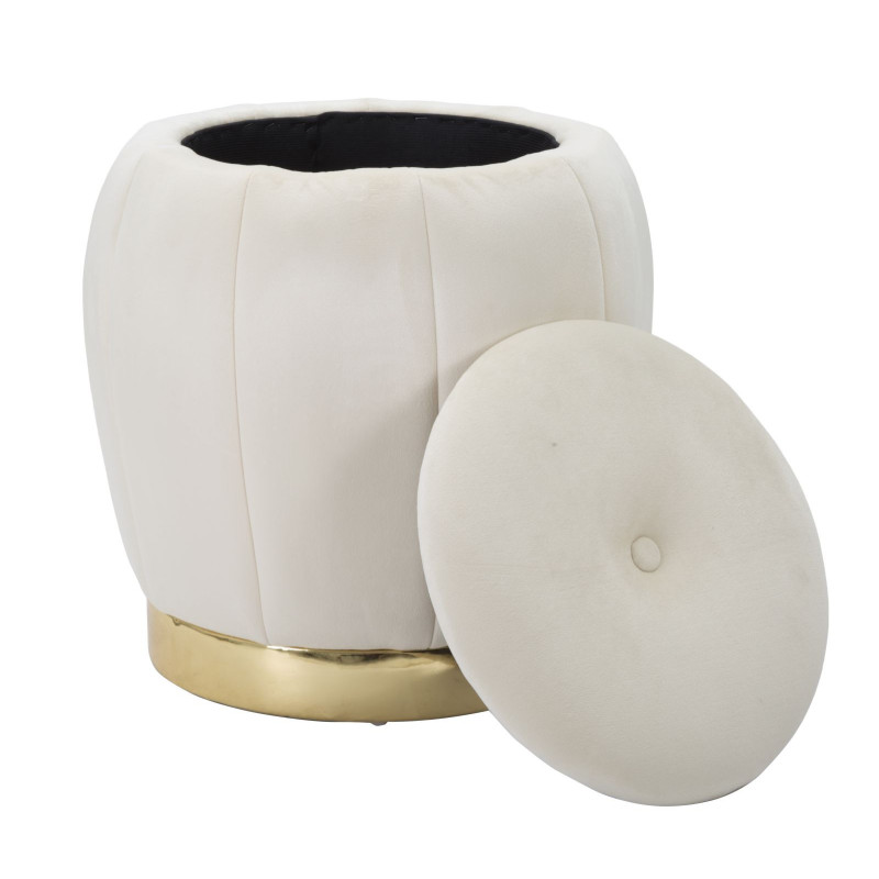 Puff/contenitore Paris Crema/gold cm ø 43x43