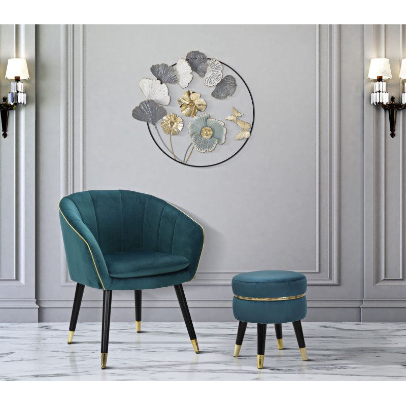 Sgabello Paris Ottanio/gold cm ø 35x40,5