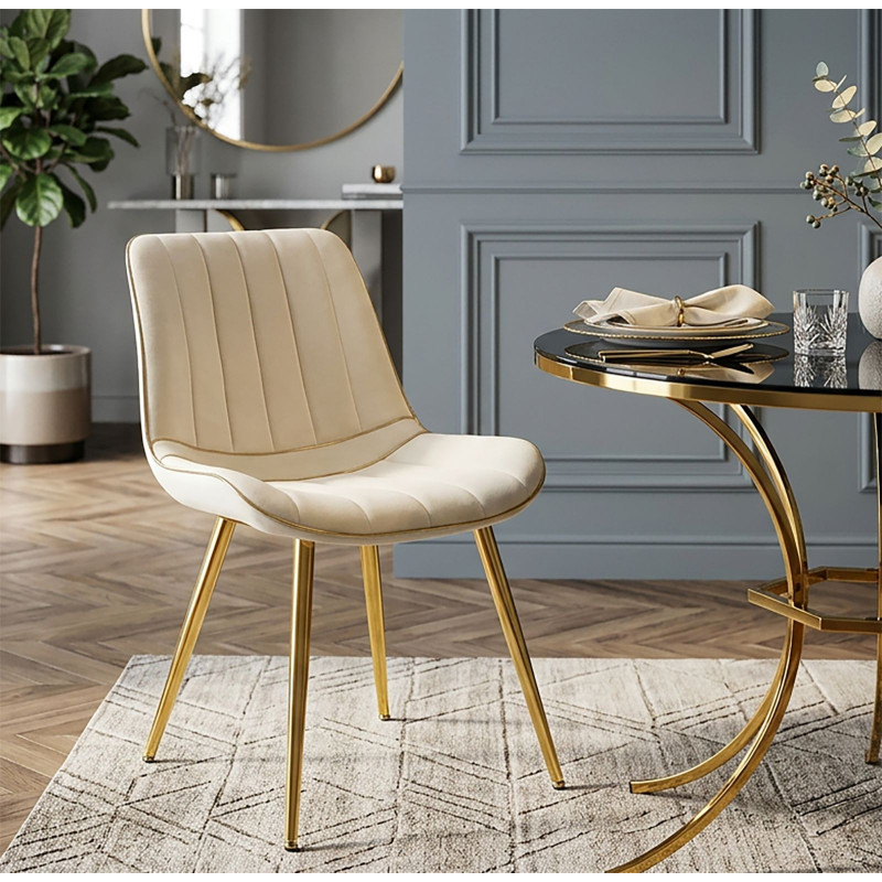 Sedia Paris Crema/gold Set 2 Pz cm 51x59x79