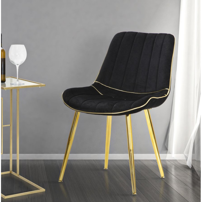Sedia Paris Nera/gold Set 2 Pz cm 51x59x79