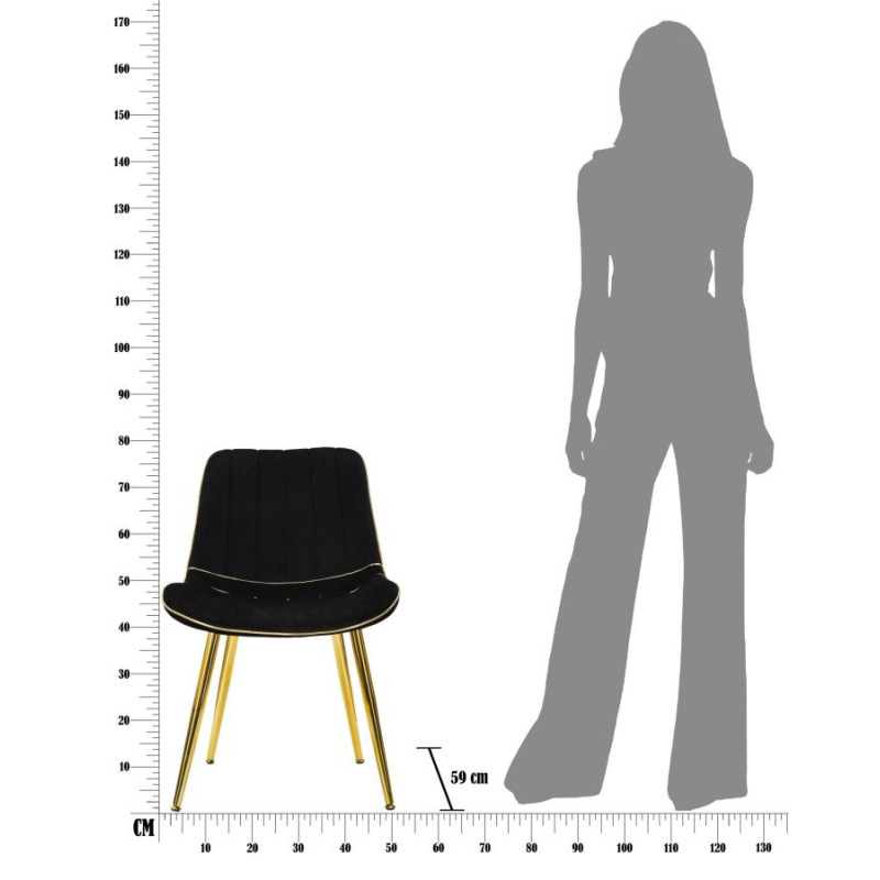Sedia Paris Nera/gold Set 2 Pz cm 51x59x79