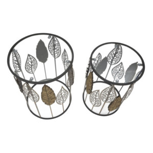 Zoom Tavolinetti In Ferro E Legno Foglie Coppia cm 38x55-33x50