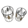 Tavolinetti In Ferro E Legno Foglie Coppia cm 38x55-33x50