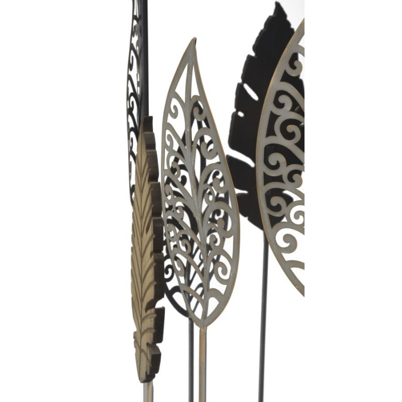 Tavolinetti In Ferro E Legno Foglie Coppia cm 38x55-33x50