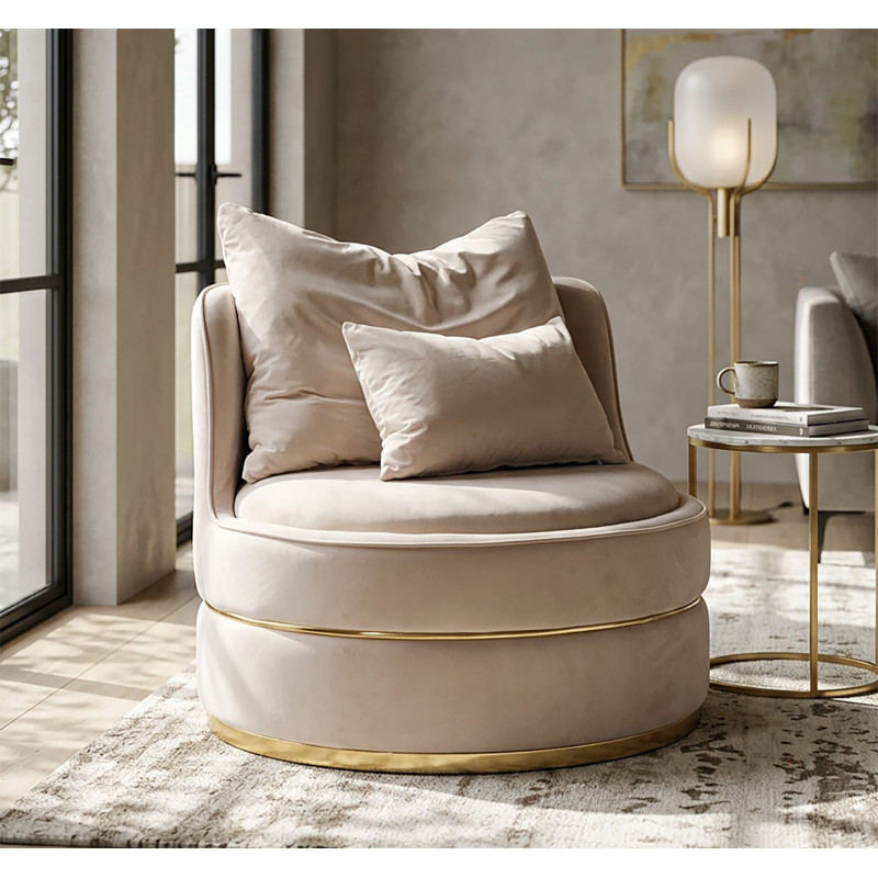 Poltrona Paris Space Crema/gold cm ø 84x72