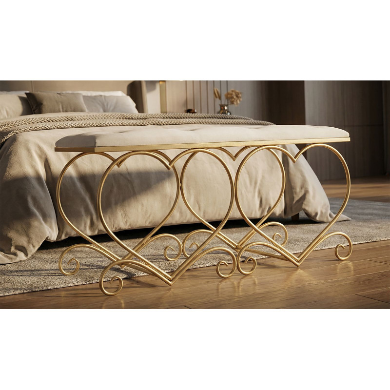 Panca Heart Crema cm 105x37,5x51,5