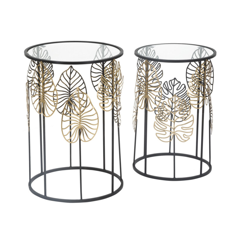 Tavolinetti Foglie Glam Coppia cm ø 38x55-33x50