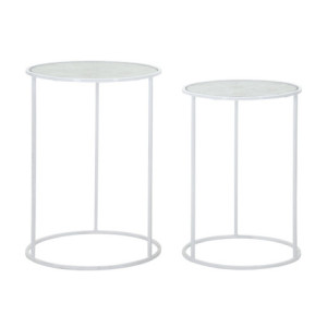 Tavolinetti White Harts Coppia cm ø 43x60-38x55
