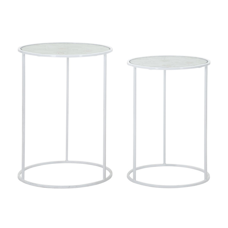 Tavolinetti White Harts Coppia cm ø 43x60-38x55