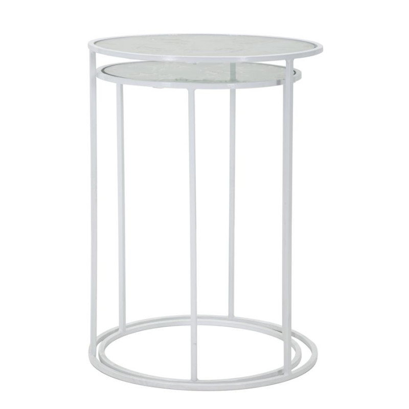 Tavolinetti White Harts Coppia cm ø 43x60-38x55