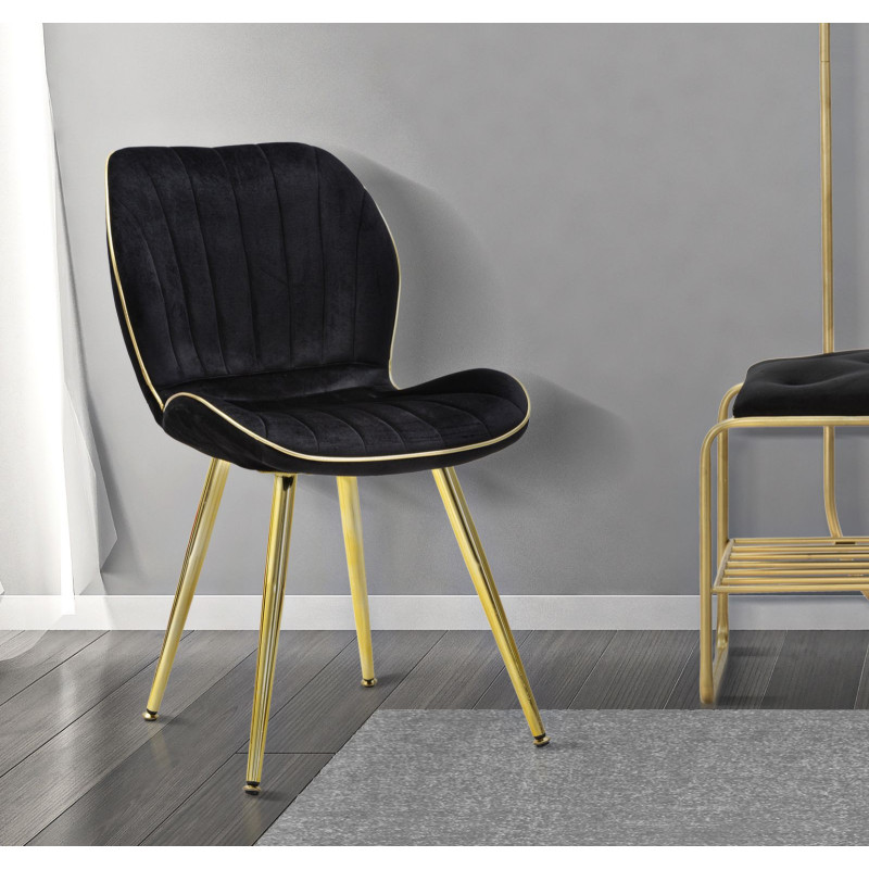Sedia Paris Space Nera /gold Set 2 Pz cm 46x58x77