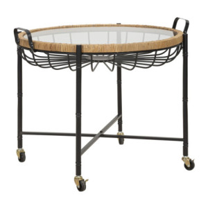 Tavolinetto Cebu Con Vetro E Ruote cm 70,5x65x57