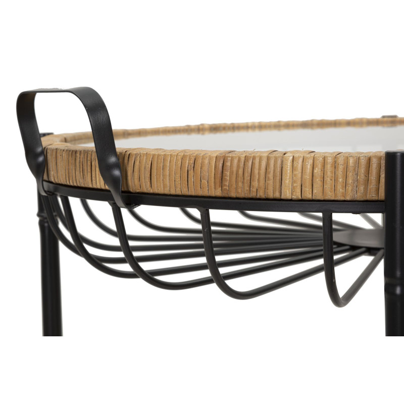 Tavolinetto Cebu Con Vetro E Ruote cm 70,5x65x57