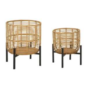 Porta Vasi Rattan Coppia cm ø 41x47-33x39