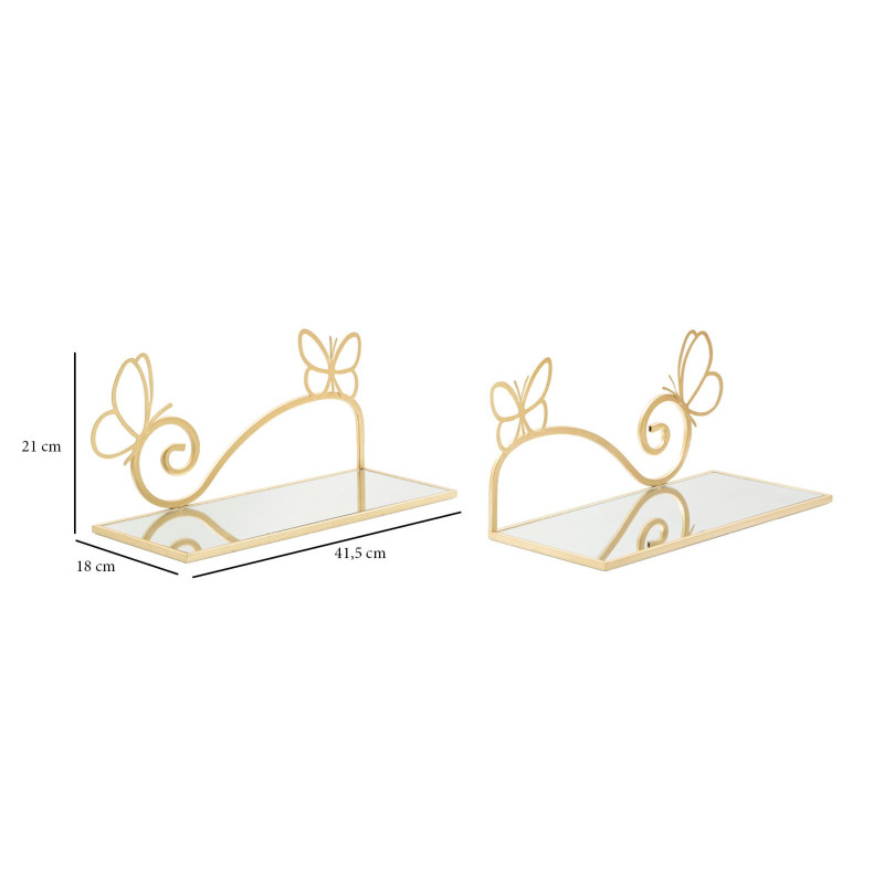 Comodino Mensola Butterfly Coppia cm 41,5x18x21