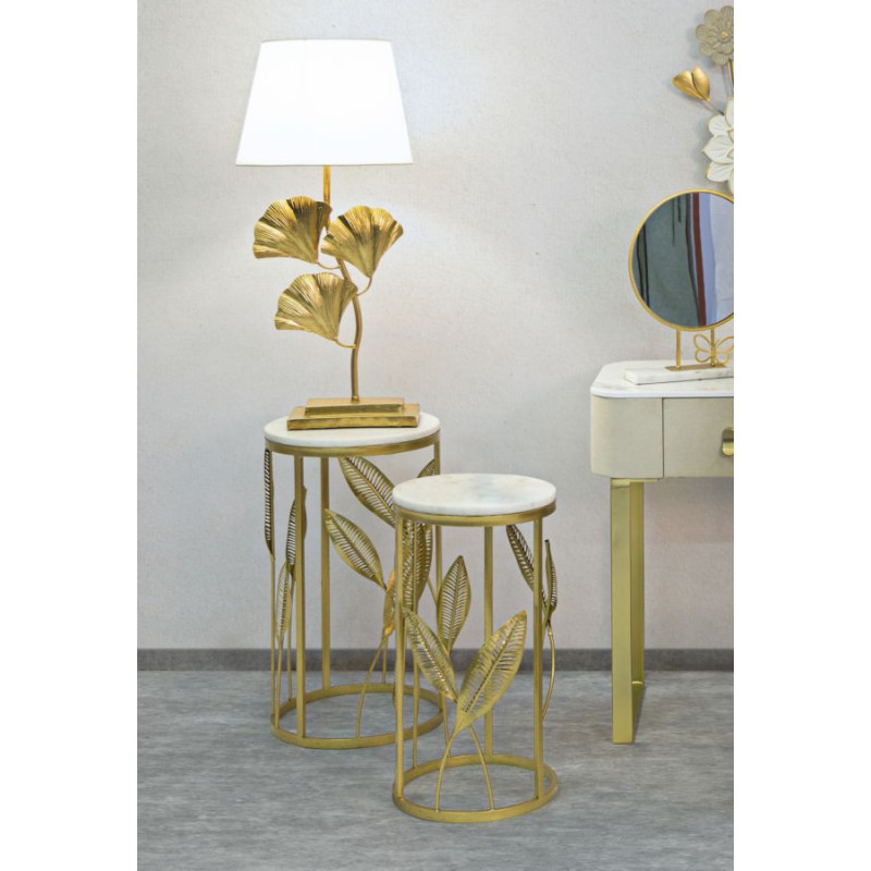 Tavolinetti Leaf Coppia cm ø 35x65,5-30x60,5