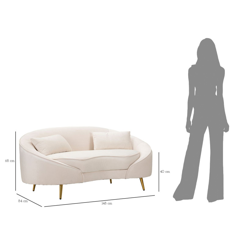Divanetto 2 Posti Oslo Con Cuscini Crema cm 148x84x68