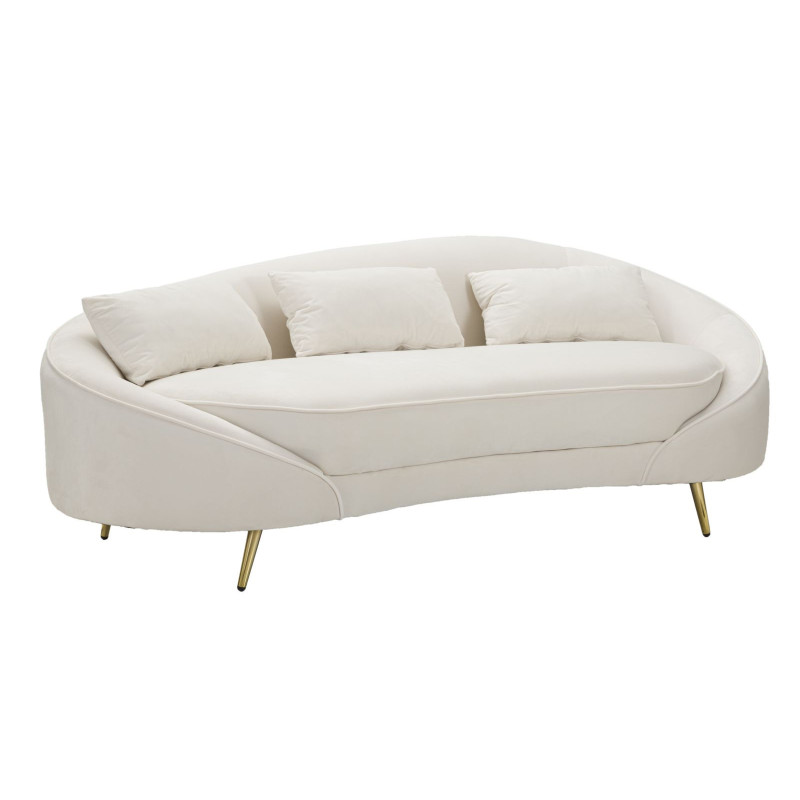 Divano 3 Posti Oslo Con Cuscini Crema cm 185x84x68