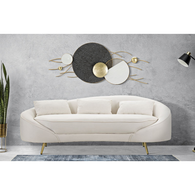 Divano 3 Posti Oslo Con Cuscini Crema cm 185x84x68