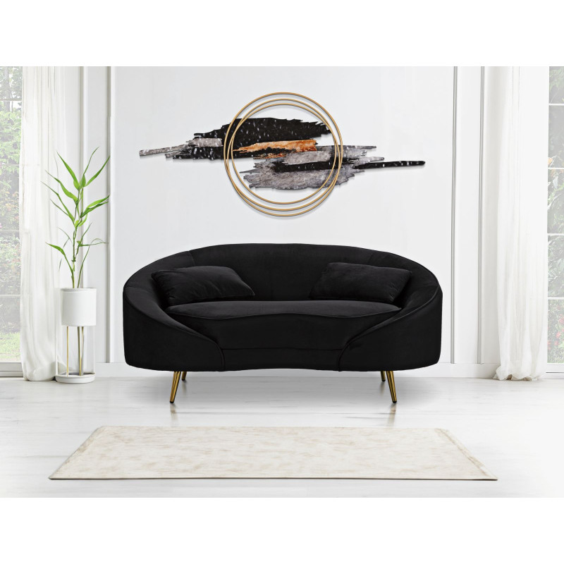 Divanetto 2 Posti Oslo Con Cuscini Nero cm 148x84x68