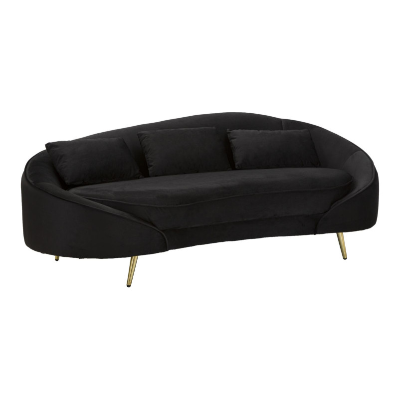 Divano 3 Posti Oslo Con Cuscini Nero cm 185x84x68