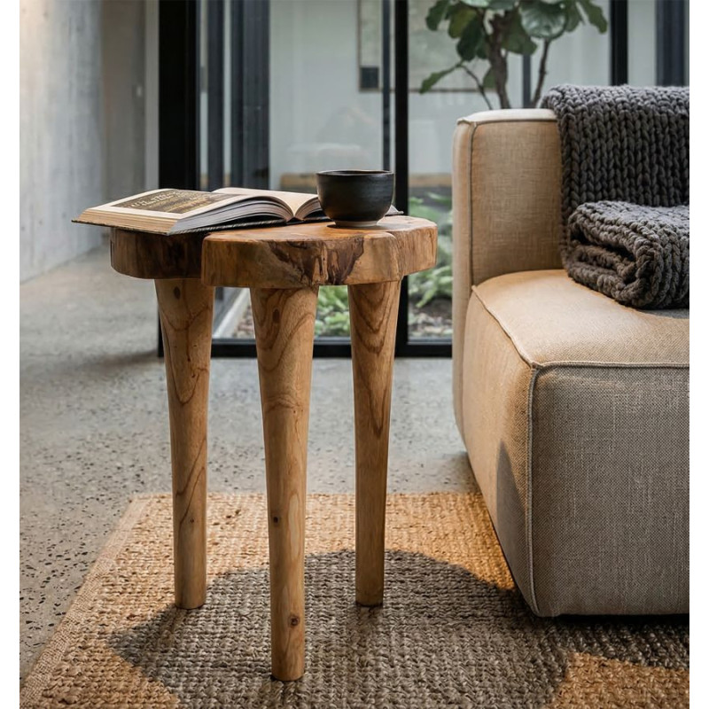 Sgabello Kursi In Teak Riciclato cm ø 35x45 (pezzi Unici - Non Ripiani In Serie)